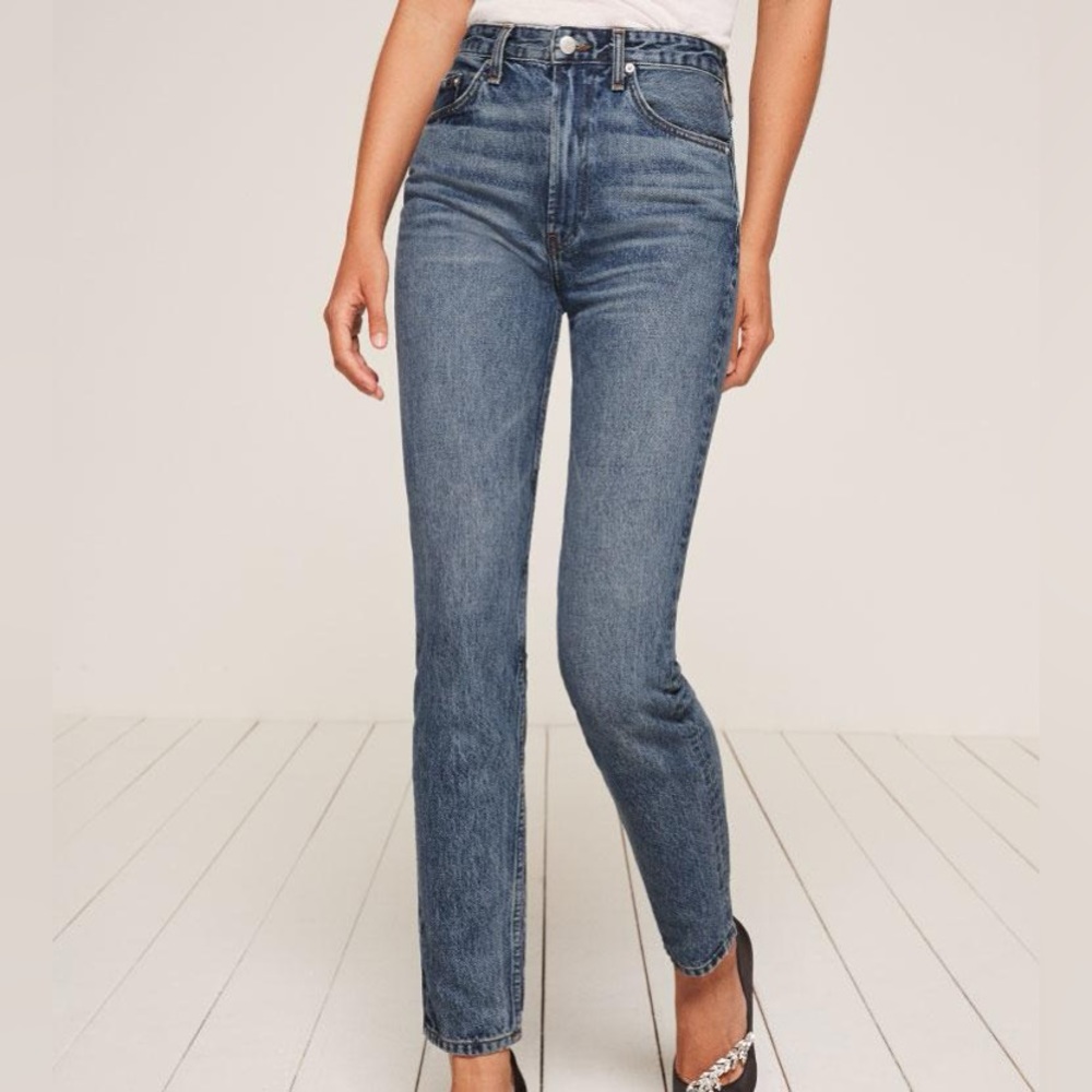 NWOT Reformation High Rise Cigarette Jean - dark stone